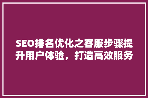 SEO排名优化之客服步骤提升用户体验，打造高效服务
