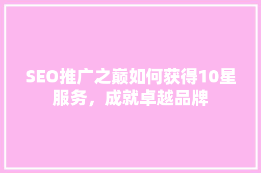 SEO推广之巅如何获得10星服务，成就卓越品牌