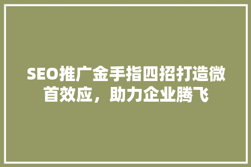 SEO推广金手指四招打造微首效应，助力企业腾飞