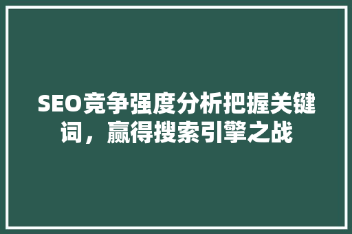 SEO竞争强度分析把握关键词，赢得搜索引擎之战