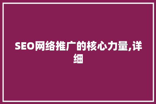 SEO网络推广的核心力量,详细