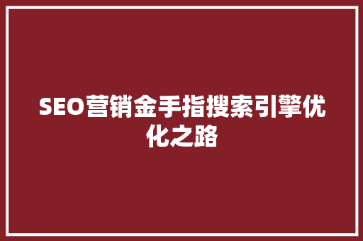 SEO营销金手指搜索引擎优化之路