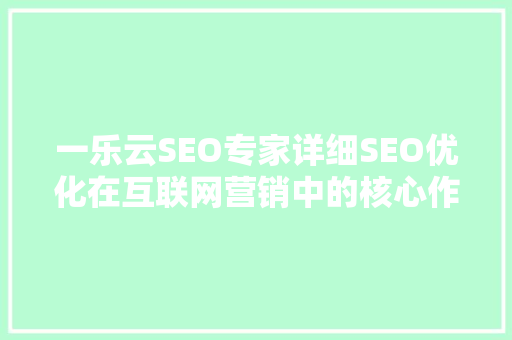 一乐云SEO专家详细SEO优化在互联网营销中的核心作用