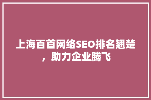 上海百首网络SEO排名翘楚，助力企业腾飞
