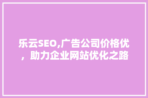 乐云SEO,广告公司价格优，助力企业网站优化之路
