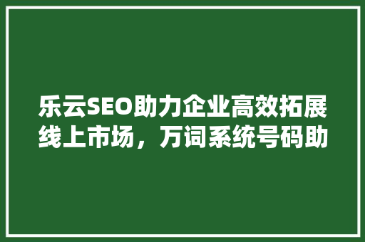 乐云SEO助力企业高效拓展线上市场，万词系统号码助力精准推广