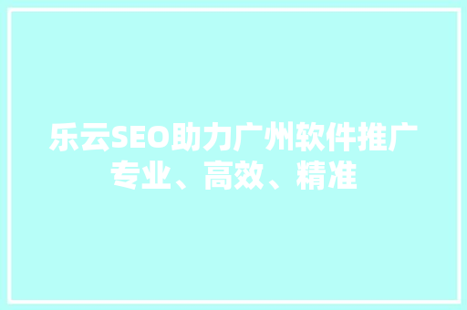 乐云SEO助力广州软件推广专业、高效、精准