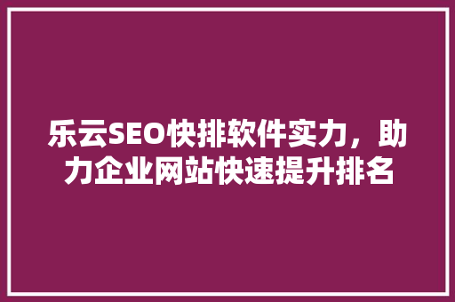 乐云SEO快排软件实力，助力企业网站快速提升排名