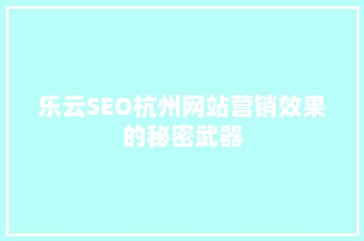 乐云SEO杭州网站营销效果的秘密武器