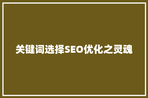 关键词选择SEO优化之灵魂