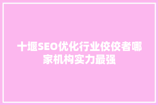 十堰SEO优化行业佼佼者哪家机构实力最强