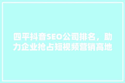 四平抖音SEO公司排名，助力企业抢占短视频营销高地