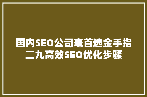 国内SEO公司毫首选金手指二九高效SEO优化步骤