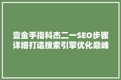 壹金手指科杰二一SEO步骤详细打造搜索引擎优化巅峰之作