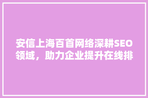 安信上海百首网络深耕SEO领域，助力企业提升在线排名