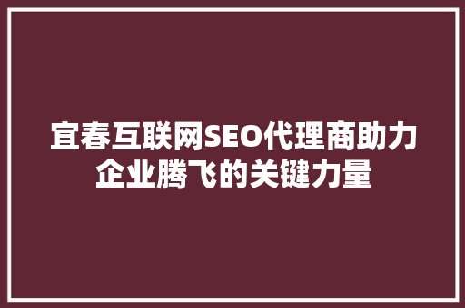 宜春互联网SEO代理商助力企业腾飞的关键力量