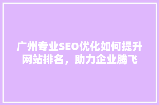 广州专业SEO优化如何提升网站排名，助力企业腾飞