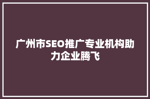 广州市SEO推广专业机构助力企业腾飞