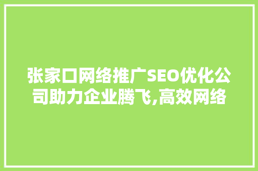 张家口网络推广SEO优化公司助力企业腾飞,高效网络营销之路