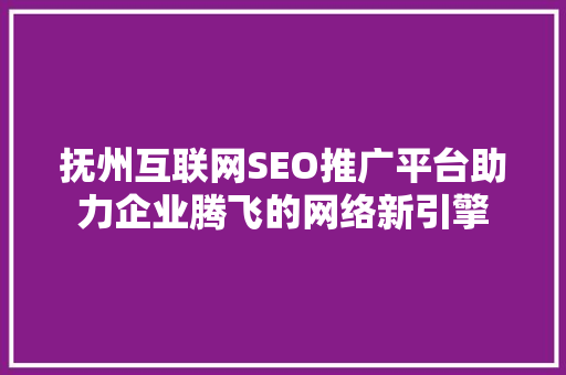 抚州互联网SEO推广平台助力企业腾飞的网络新引擎