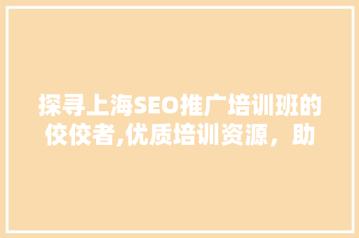 探寻上海SEO推广培训班的佼佼者,优质培训资源，助力你的互联网营销之路  第1张