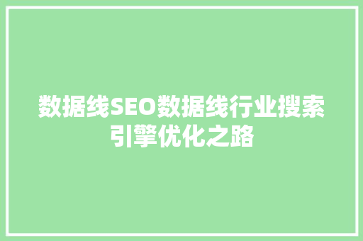 数据线SEO数据线行业搜索引擎优化之路