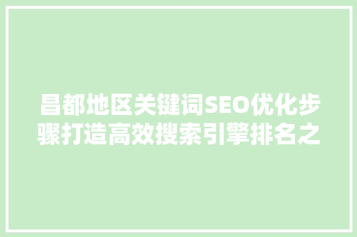 昌都地区关键词SEO优化步骤打造高效搜索引擎排名之路