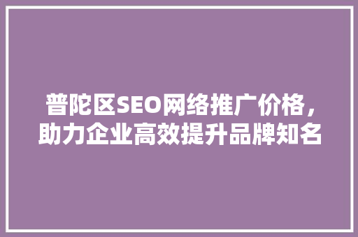普陀区SEO网络推广价格，助力企业高效提升品牌知名度