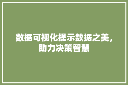 数据可视化提示数据之美，助力决策智慧