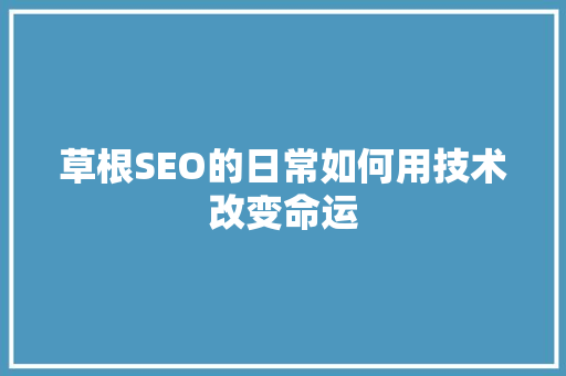 草根SEO的日常如何用技术改变命运