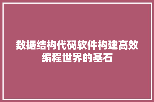 数据结构代码软件构建高效编程世界的基石
