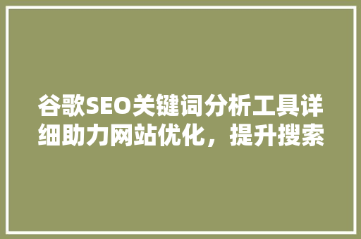谷歌SEO关键词分析工具详细助力网站优化，提升搜索引擎排名