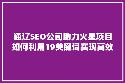 通辽SEO公司助力火星项目如何利用19关键词实现高效推广