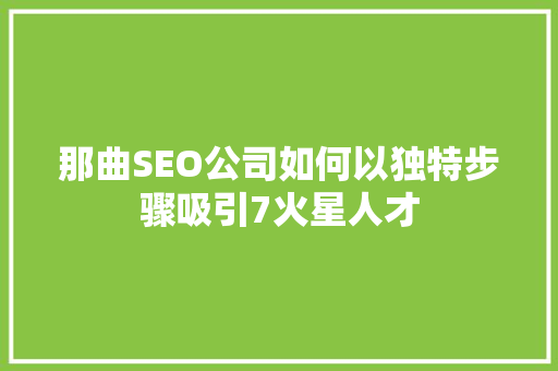 那曲SEO公司如何以独特步骤吸引7火星人才