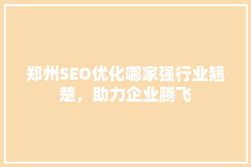 郑州SEO优化哪家强行业翘楚，助力企业腾飞