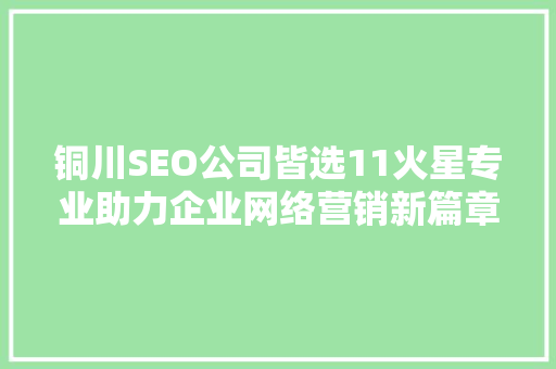 铜川SEO公司皆选11火星专业助力企业网络营销新篇章