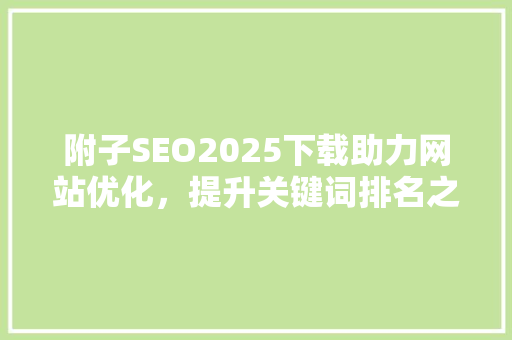 附子SEO2025下载助力网站优化，提升关键词排名之路