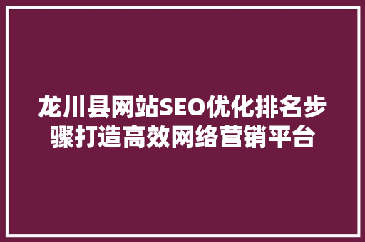 龙川县网站SEO优化排名步骤打造高效网络营销平台