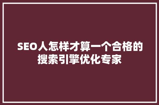 SEO人怎样才算一个合格的搜索引擎优化专家