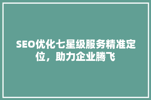 SEO优化七星级服务精准定位，助力企业腾飞