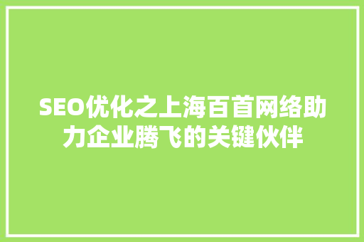 SEO优化之上海百首网络助力企业腾飞的关键伙伴