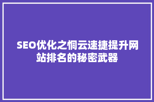 SEO优化之恫云速捷提升网站排名的秘密武器