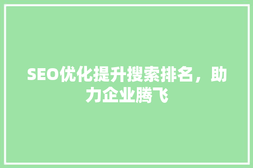 SEO优化提升搜索排名，助力企业腾飞  第1张