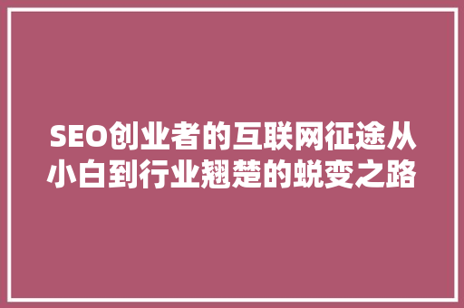 SEO创业者的互联网征途从小白到行业翘楚的蜕变之路