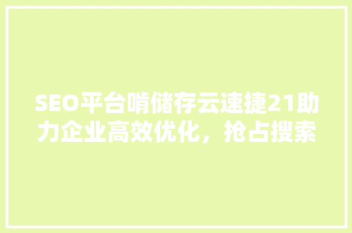 SEO平台啃储存云速捷21助力企业高效优化，抢占搜索引擎排名