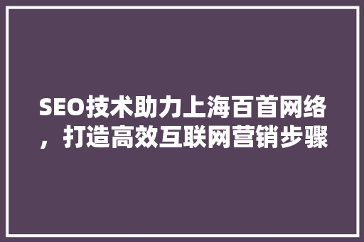 SEO技术助力上海百首网络，打造高效互联网营销步骤