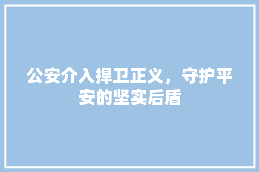 公安介入捍卫正义，守护平安的坚实后盾
