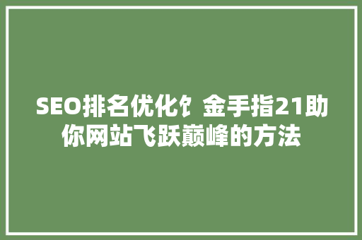 SEO排名优化饣金手指21助你网站飞跃巅峰的方法  第1张