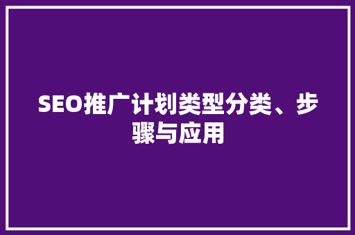 SEO推广计划类型分类、步骤与应用