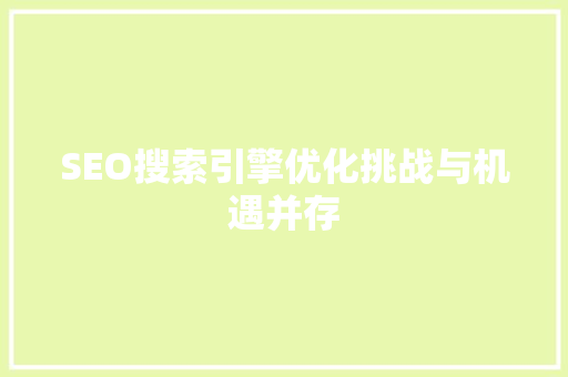 SEO搜索引擎优化挑战与机遇并存